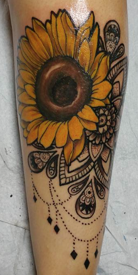 Tattoos - Sunflower and Mandala - 127066